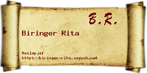 Biringer Rita névjegykártya